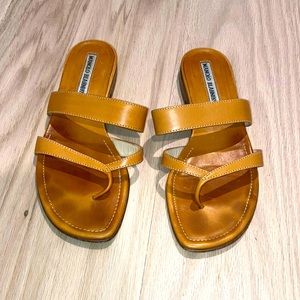 Manolo Blahnik Susa Sandal in Cognac/Tan 36/6